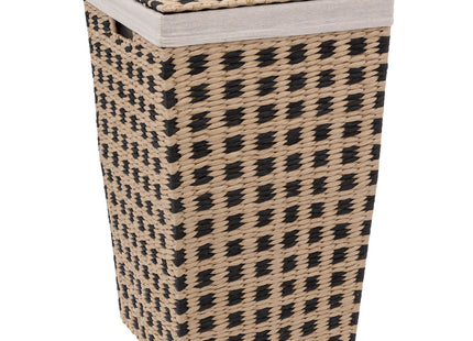 Cesta "Terra" de ropa con tapa trenzada natural y negra H53 - 174734