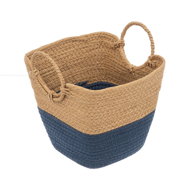 Cesta de almacenamiento beige y azul petróleo P - 174746B