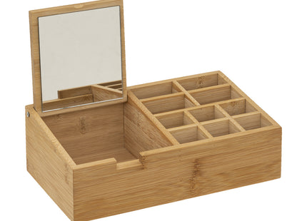 Organizador con 10 compartimentos de bambú y tapa de espejo - 174754