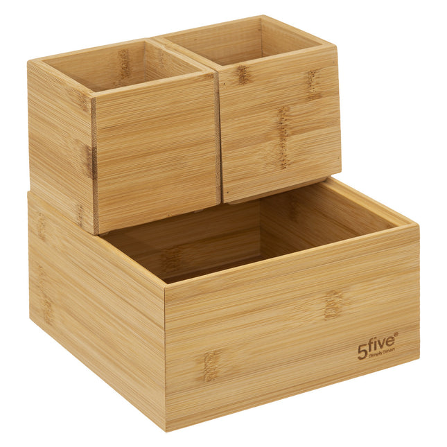 Juego organizador de 4 bandejas de bambú - 174755