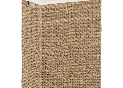 Cesta de Ropa en "Seagrass" e Interior en Tela Blanca - 174759