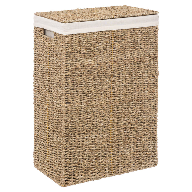 Cesta de Ropa en "Seagrass" e Interior en Tela Blanca - 174759