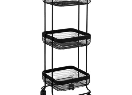 Carrito de 3 niveles de metal negro "Mayaj" - 174774