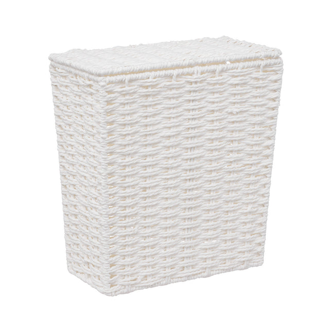 Papelera de baño 8L Trenzado "Costa" blanco - 174818