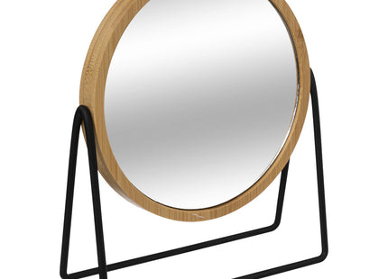 Espejo abatible de bambú y patas de metal D22cm - 174865