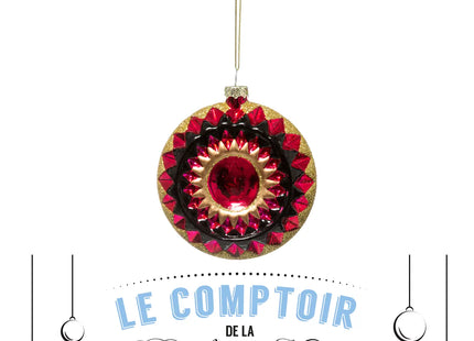 Deco navideña de vidrio 9cm Negro Rosa - 175579