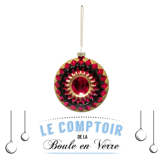 Deco navideña de vidrio 9cm Negro Rosa - 175579