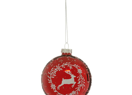 Bola navideña D8cm de cristal "Reno con corona" - 175656