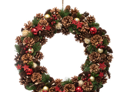 Corona navideña estrella de acebo D50cm - 175810