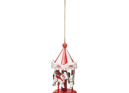 Deco navideño "Carrusel" de madera en rojo o plateado A9cm - 175812