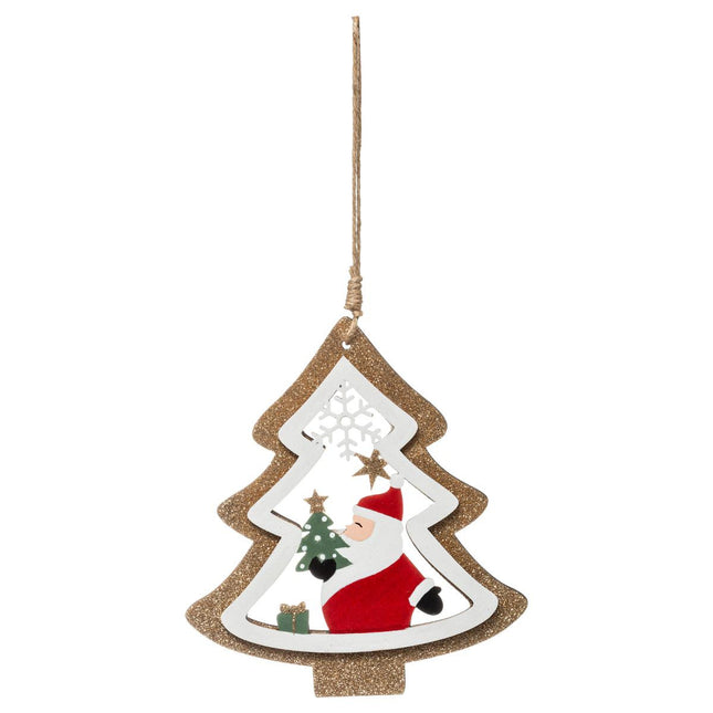 Deco navideño de madera con acabado champán brillante - 175877