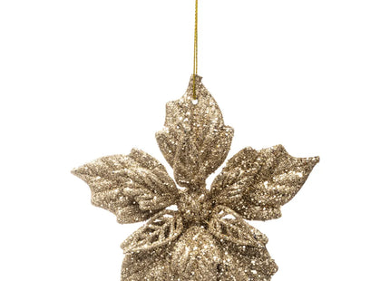 Deco navideña "Flor de pascua" dorada 12cm - 175892