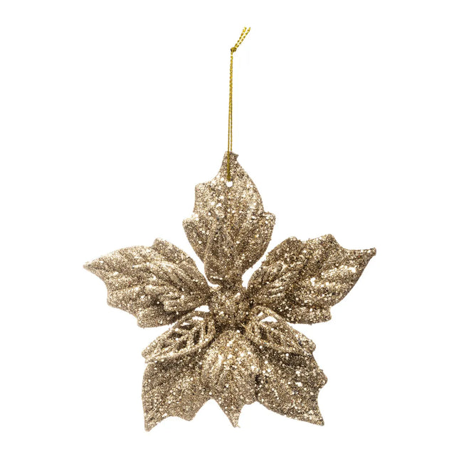 Deco navideña "Flor de pascua" dorada 12cm - 175892