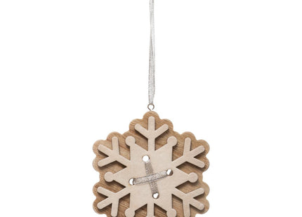 Deco navideño en madera y cinta de organza plateada - 175974