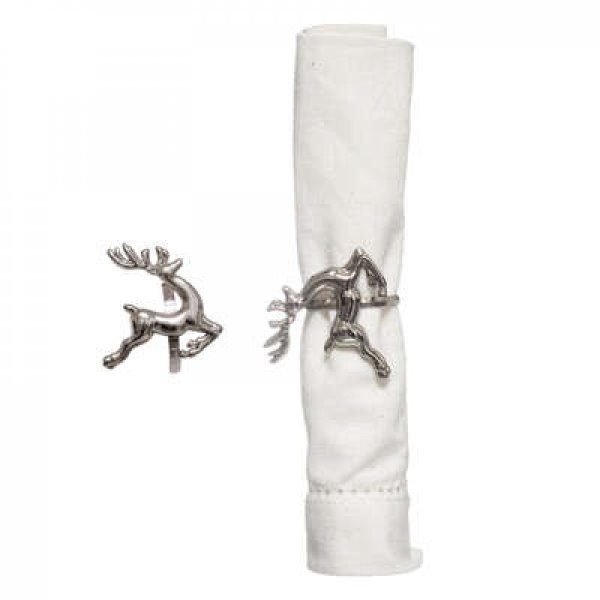Porta servilleta "Ciervo" redondo plateado x2  - 175985AR