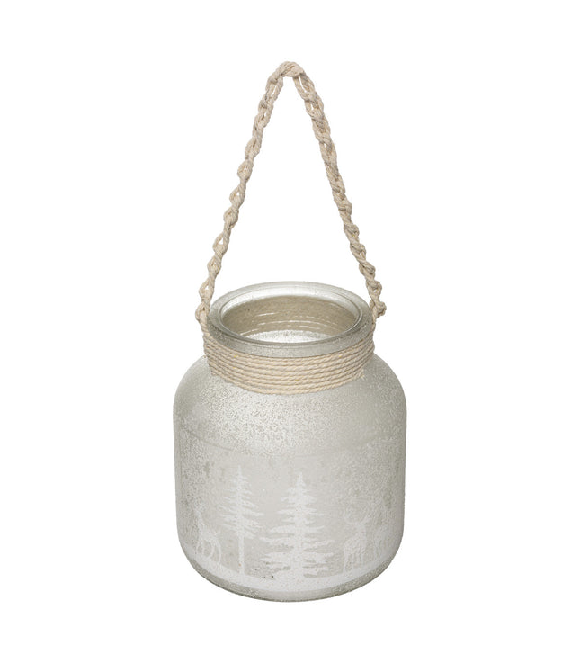 Linterna de cristal con motivo de paisaje nevado D14 x A16 - 175986