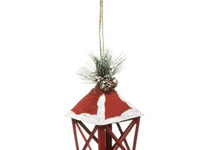 Deco navideño "Linterna" de metal rojo blanco - 176576