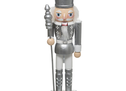 Cascanueces de madera blanca y plata A25cm - 176659