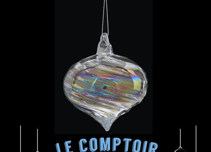 Bola navideña "Gota" Iridiscente en vidrio 8cm - 176820