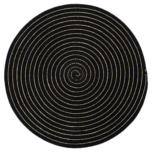 Individual redondo "Shiny" negro con brillo D35 - 176907A