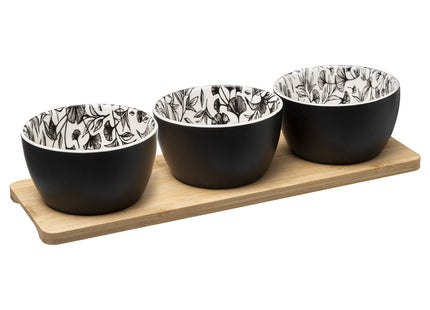 Set Aperitivo 3 Ramekins Cerámica & 1 Bandeja Bambú - 176926