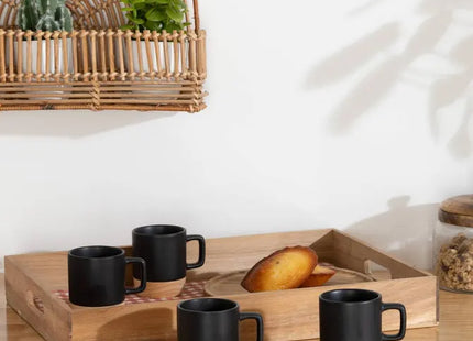 Juego de 4 tazas modernas de madera de 120ml - 176953