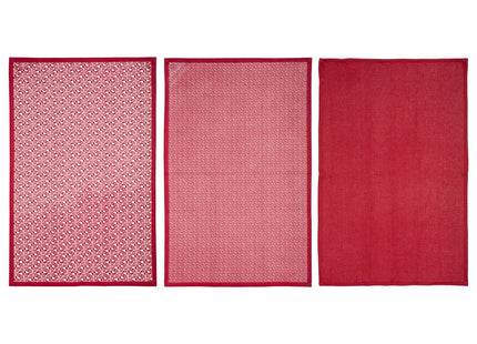 Juego de 3 paños de cocina de algodón rojo 45x70cm - 178554G