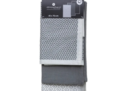 Juego de 3 paños de cocina de algodón gris arcilla 45x70cm - 178554L