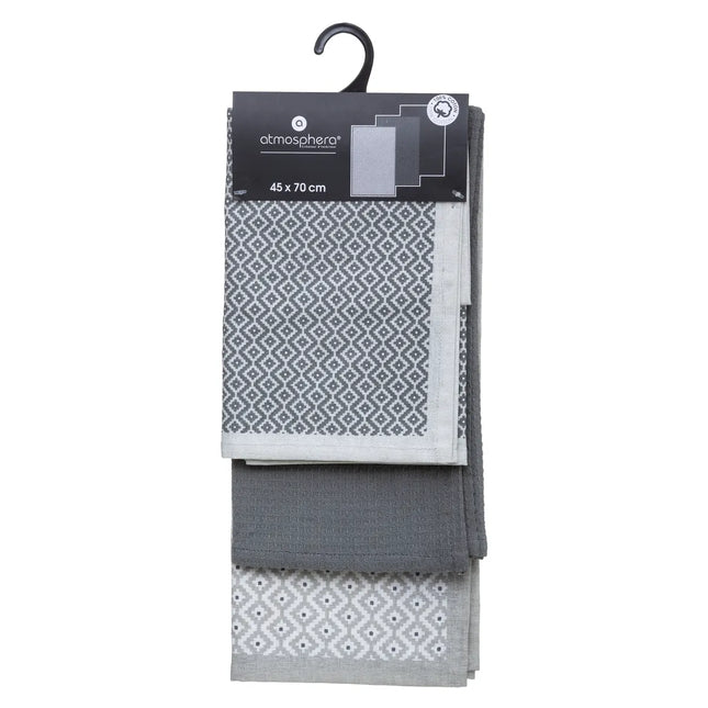 Juego de 3 paños de cocina de algodón gris arcilla 45x70cm - 178554L