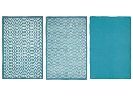Juego de 3 paños de cocina de algodón azul canario 45x70cm - 178554Q