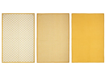Juego de 3 paños de cocina de algodón amarillo mostaza 45x70cm - 178554R