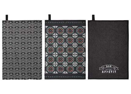 Juego de 3 paños de cocina de algodón con estampado 45x70cm - 178558