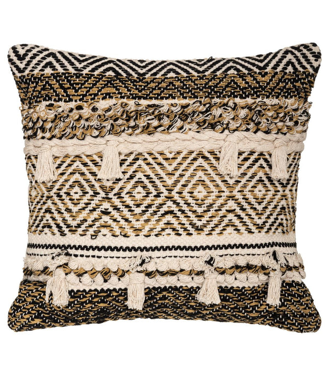 Almohada Pompón 3D Ocre y Negro 45x45 - 178601