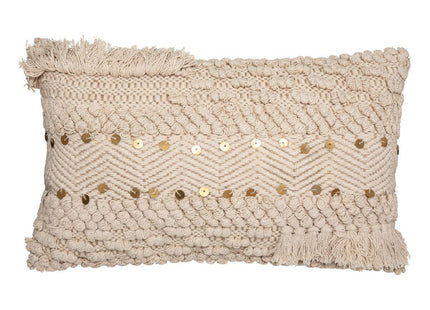 Almohada patrón en relieve de algodón y yute con lentejuelas 30x50cm - 178603