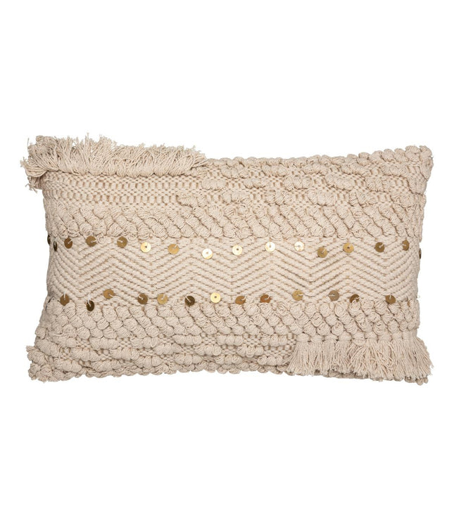 Almohada patrón en relieve de algodón y yute con lentejuelas 30x50cm - 178603