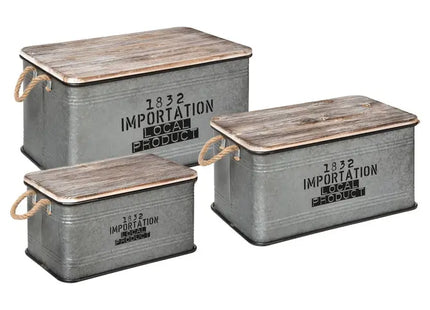 Baúl de metal "Cuba" gris M - 178716A