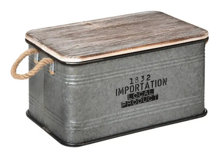 Baúl de metal "Cuba" gris M - 178716A