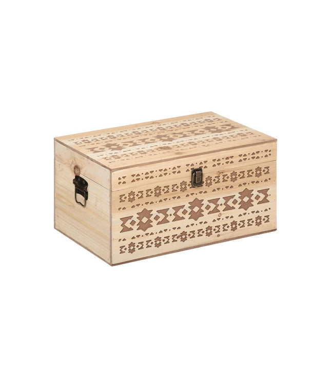 Baúl de almacenamiento de madera tallada "Hacienda" XG - 178746