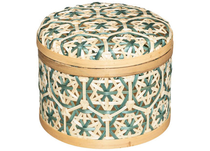 Cesta "Folk" caja redonda de bambú PM - 178767