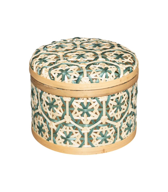 Cesta "Folk" caja redonda de bambú PM - 178767