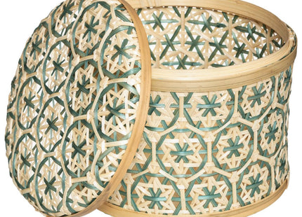 Cesta "Folk" caja redonda de bambú PM - 178767