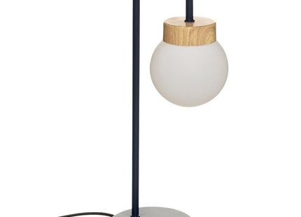 Velador de mesa "Hotel" de metal azul marino y cristal blanco A46cm - 178916