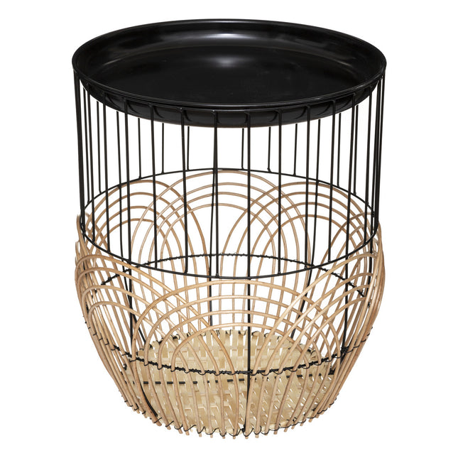 Mesa nido "Nolan" de metal negro y ratán P - 179127