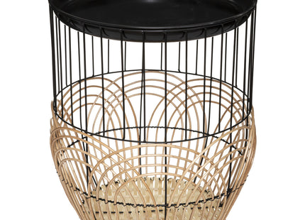 Mesa nido "Nolan" de metal negro y ratán M - 179127