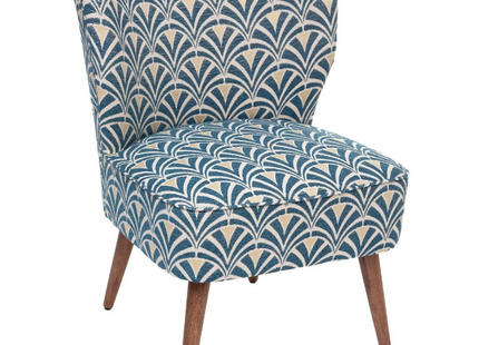 Sillón "Chiara" de madera y chenilla azul - 179145A