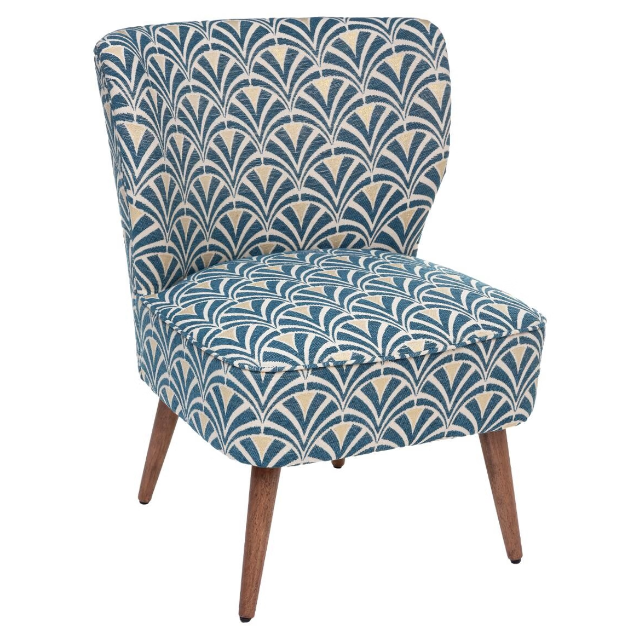 Sillón "Chiara" de madera y chenilla azul - 179145A