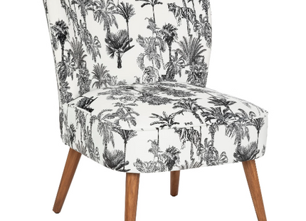 Sillón "Chiara" de madera y chenilla azul - 179145C