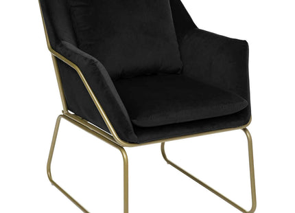 Sillón "Chet" de terciopelo negro y metal dorado - 179148A