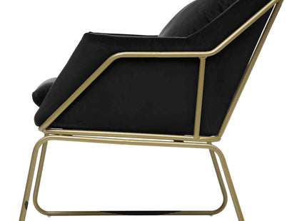 Sillón "Chet" de terciopelo negro y metal dorado - 179148A