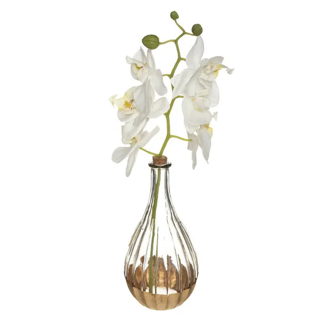 Jarrón de cristal con orquídea artificial "Edi" de 40 cm de alto - 179207